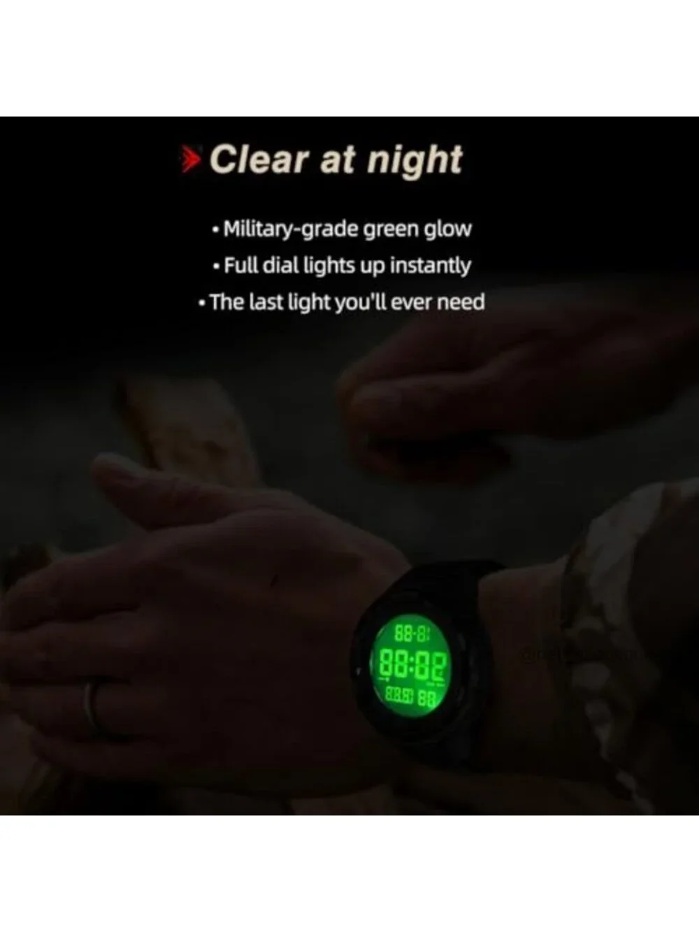 Ultra-Lightweight Military Digital Watch, Nylon Velcro Strap, LED Backlight,